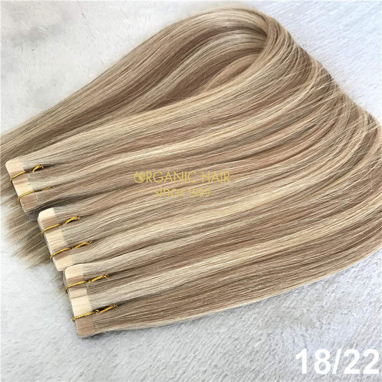 Remy human piano color tape in hair extensions X145